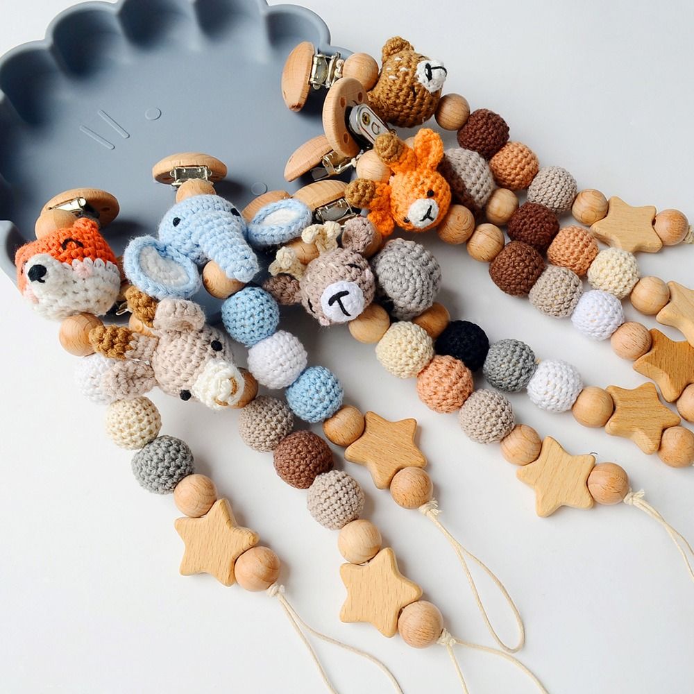 Baby Products Moisturizer - Baby Wooden Pacifier Clip Wood Crochet