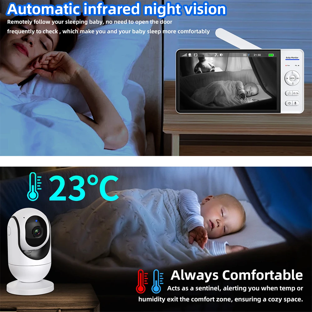 No WiFi 7 Inch Baby Monitor 2- - Baby Monitor Sensor recension och pris