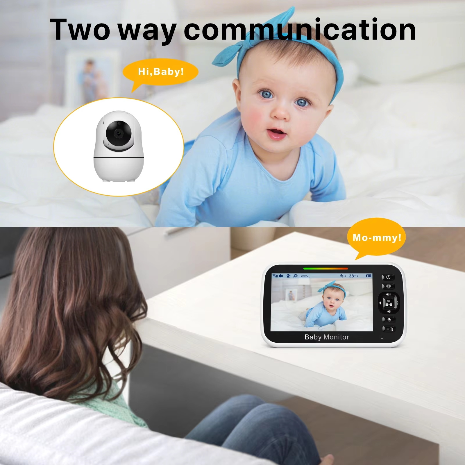 5.0 Inch Baby Monitor LCD Scre - Baby Monitor Sensor recension och pris