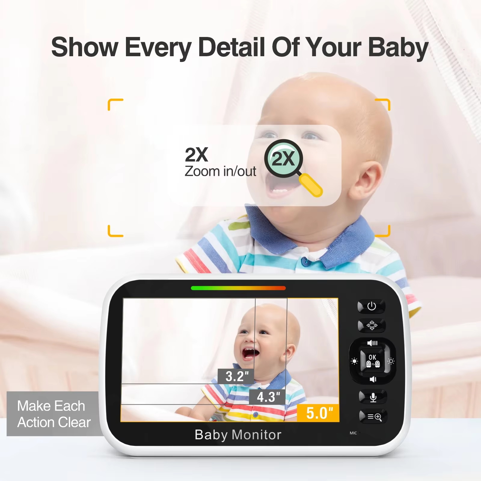 5.0 Inch Baby Monitor LCD Scre - Baby Monitor Sensor recension och pris